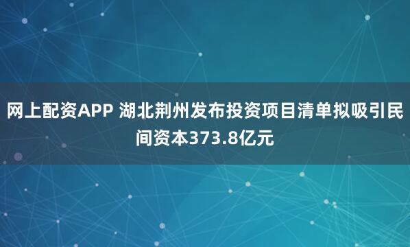 网上配资APP 湖北荆州发布投资项目清单拟吸引民间资本373.8亿元